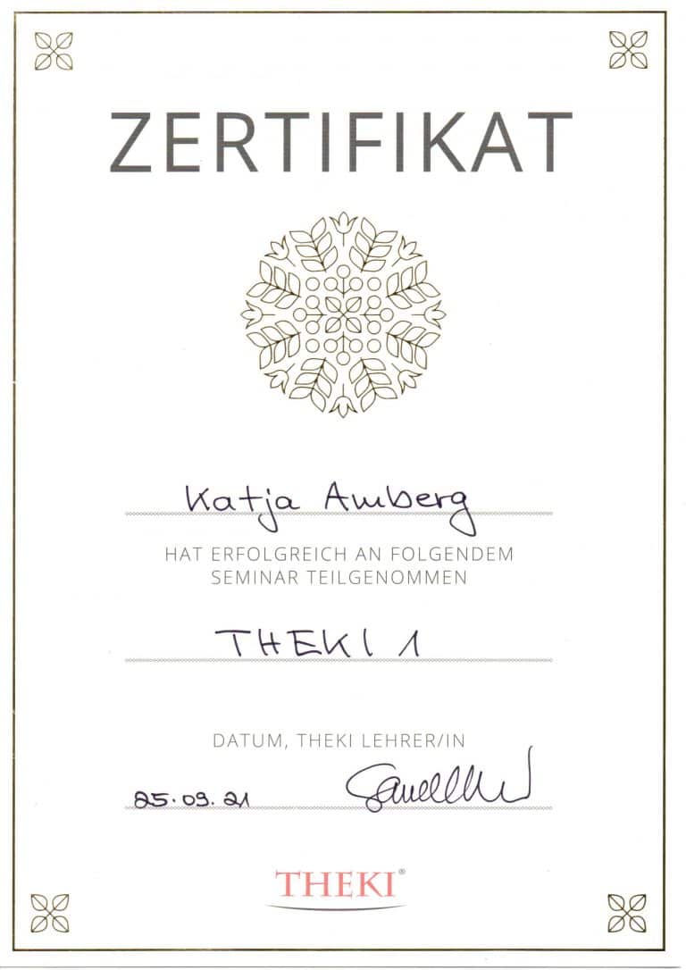Zertifikat Katja Amberg THEKI